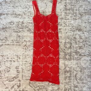 Free People Red Crochet Mini Dress